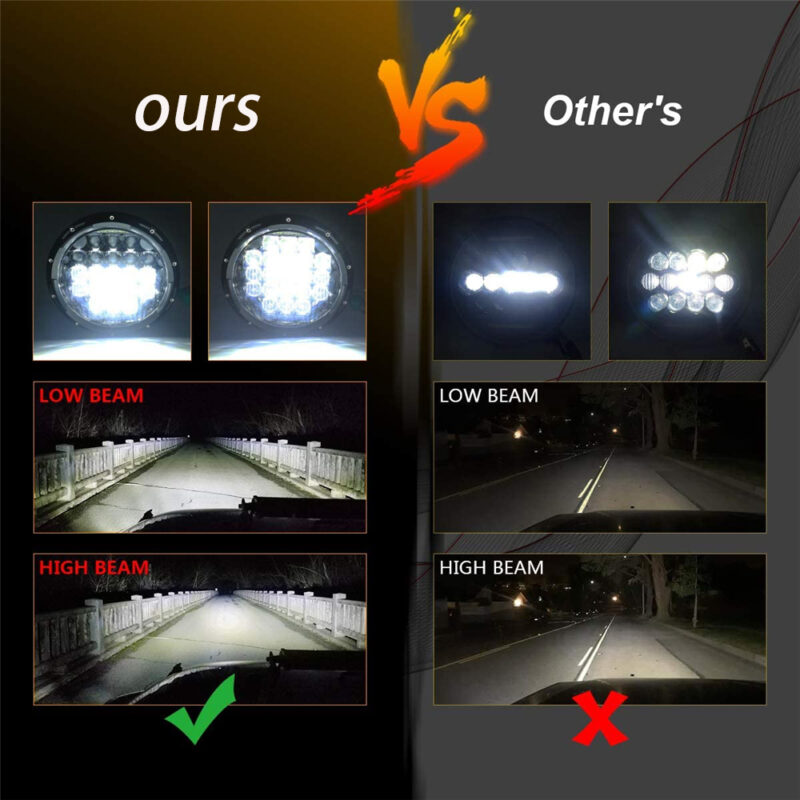 Jeep Wrangler CJ/TJ/JK 7″ LED Headlights [Type 1] Comparison