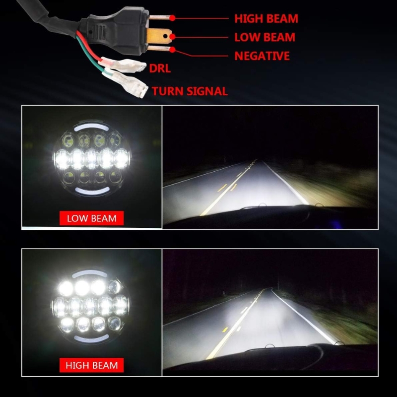 Jeep Wrangler CJ/TJ/JK 7″ LED Headlights [Type 3] High/Low Beam