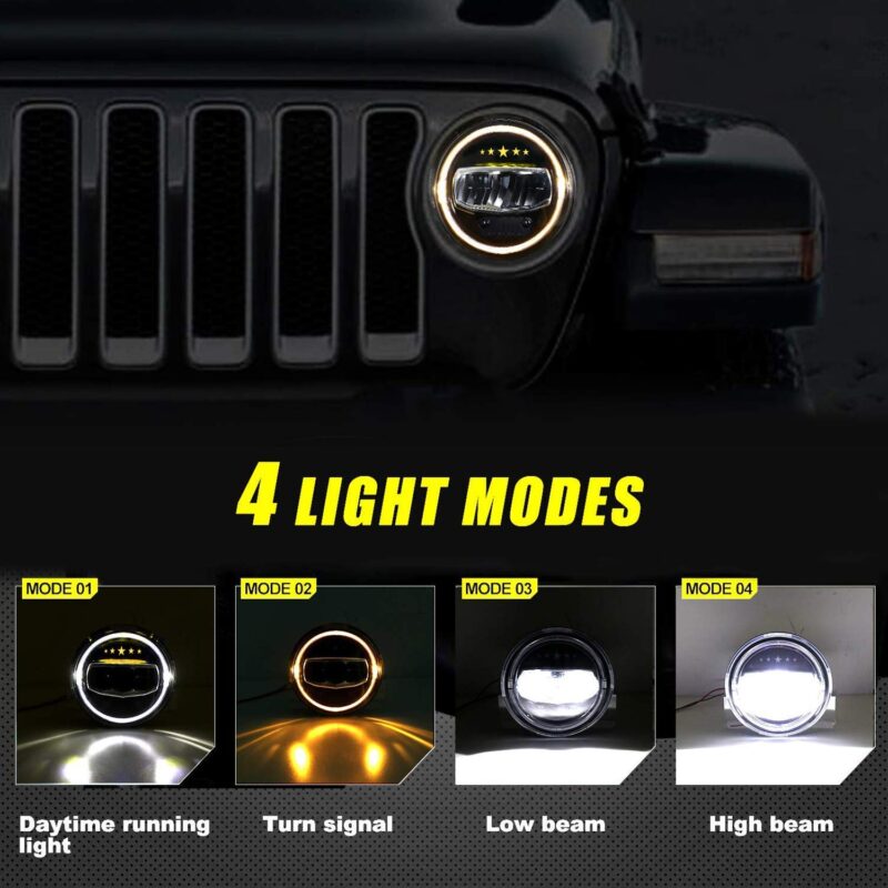 Jeep Wrangler CJ/TJ/JK 7″ LED Headlights - [Stars] Modes